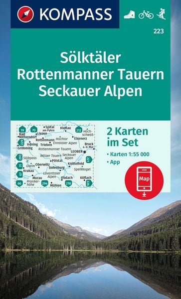 Produktbild: KOMPASS Wanderkarten-Set 223 S&ouml;lkt&auml;ler, Rottenmanner Tauern,