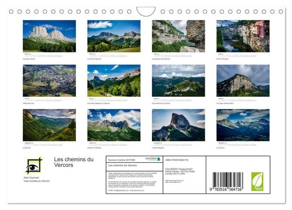 Produktbild: Les chemins du Vercors (Calendrier mural 2026 DIN A4 vertical), CALVENDO calendrier mensuel