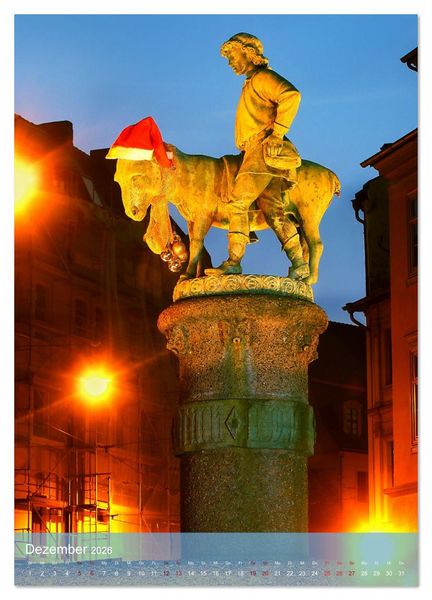 Produktbild: NACHT IN HALLE SAALE (Wandkalender 2026 DIN A2 hoch), CALVENDO Monatskalender