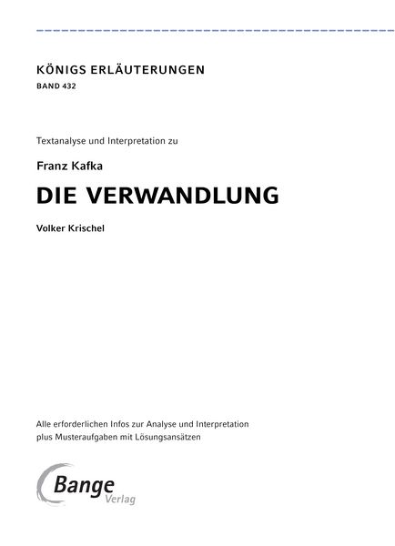 Produktbild: Die Verwandlung von Franz Kafka