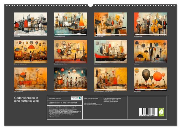 Produktbild: Gedankenreise in eine surreale Welt (hochwertiger Premium Wandkalender 2026 DIN A2 quer), Kunstdruck in Hochglanz