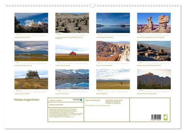 Produktbild: Weites Argentinien (Wandkalender 2026 DIN A2 quer), CALVENDO Monatskalender