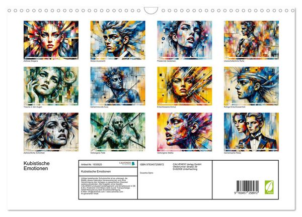 Produktbild: Kubistische Emotionen (Wandkalender 2026 DIN A3 quer), CALVENDO Monatskalender