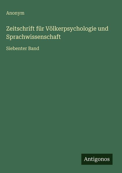 Produktbild: Zeitschrift f&uuml;r V&ouml;lkerpsychologie und Sprachwissenschaft