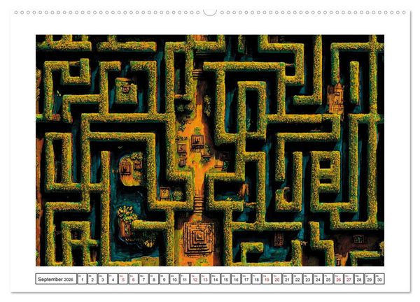 Produktbild: Im Bann der Labyrinthe - Die Kunst sich zu verlieren (hochwertiger Premium Wandkalender 2026 DIN A2 quer), Kunstdruck in Hochglanz