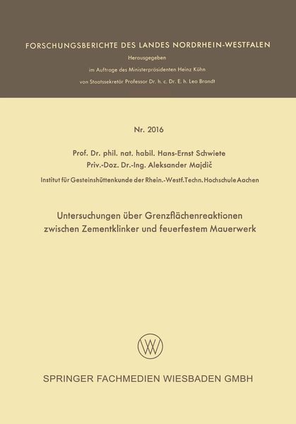 Produktbild: Untersuchungen &uuml;ber Grenzfl&auml;chenreaktionen zwischen Zementklinker und feuerfestem Mauerwerk