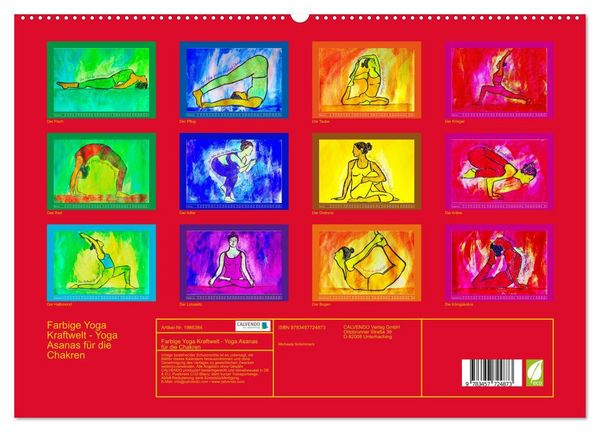 Produktbild: Farbige Yoga Kraftwelt - Yoga Asanas f&uuml;r die Chakren (hochwertiger Premium Wandkalender 2026 DIN A2 quer), Kunstdruck in Hochglanz