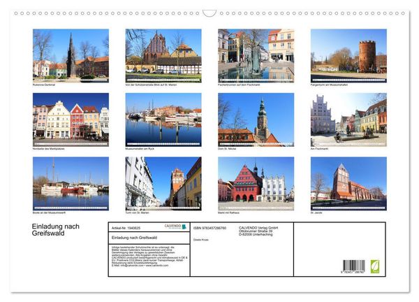 Produktbild: Einladung nach Greifswald (Wandkalender 2026 DIN A2 quer), CALVENDO Monatskalender
