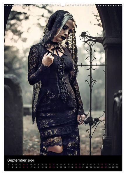 Produktbild: Gothic Kalender - Ein Jahr voller Gothic-Mystik und Eleganz (Wandkalender 2026 DIN A2 hoch), CALVENDO Monatskalender