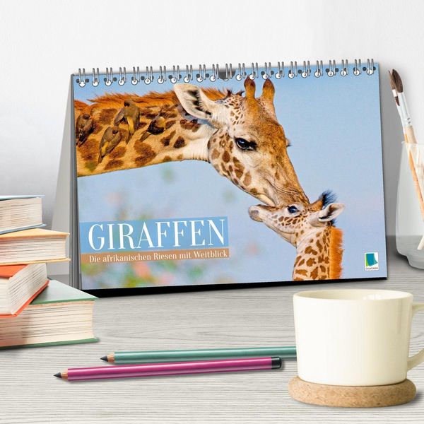 Produktbild: Giraffen: Die afrikanischen Riesen mit Weitblick (Tischkalender 2026 DIN A5 quer), CALVENDO Monatskalender