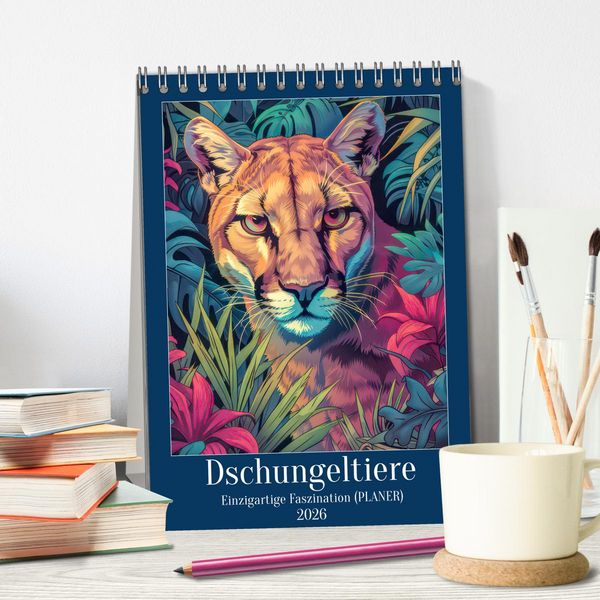 Produktbild: Dschungeltiere - Einzigartige Faszination (Tischkalender 2026 DIN A5 hoch), CALVENDO Monatskalender