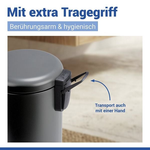 Produktbild: Kosmetik Treteimer Mod. Leman Grau Matt 5L, mit herausnehmbarem Einsatz