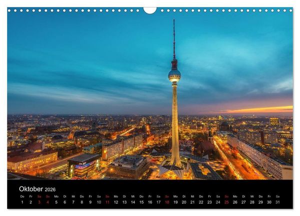 Produktbild: Berlin City bei Nacht (Wandkalender 2026 DIN A3 quer), CALVENDO Monatskalender