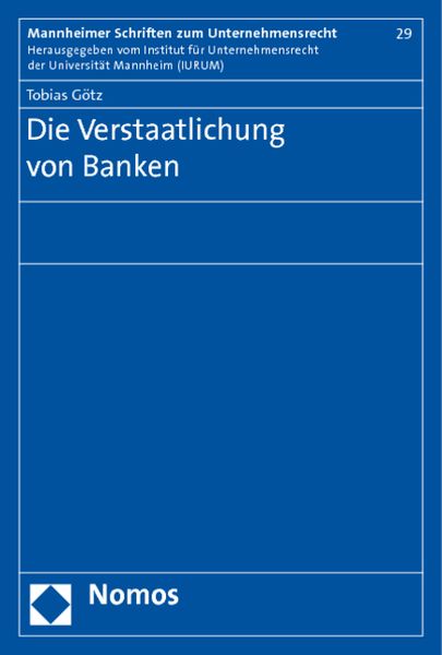 Produktbild: Die Verstaatlichung von Banken