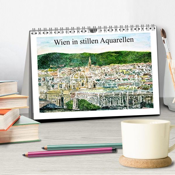 Produktbild: Wien in stillen Aquarellen (Tischkalender 2026 DIN A5 quer), CALVENDO Monatskalender