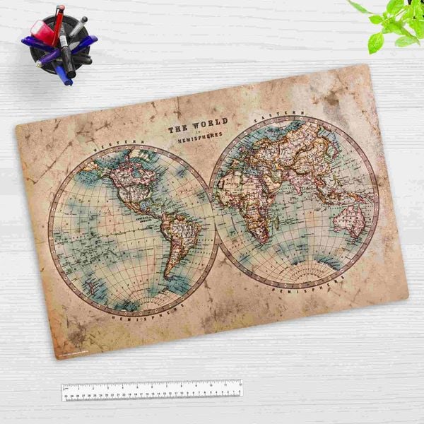 Produktbild: Cover-your-desk Schreibtischunterlage f&uuml;r Kinder und Erwachsene Historische Weltkarte, aus hochwertigem Vinyl , 60 x 40 cm