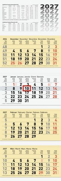 Produktbild: BRUNNEN 1070214107 4-Monatskalender 2027 chamois, 320&times;940 mm