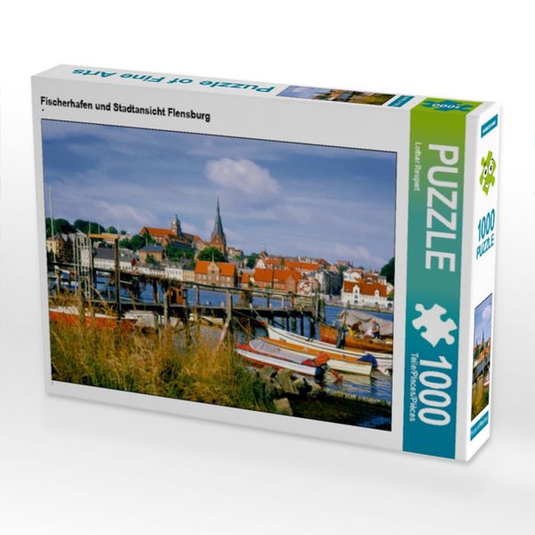 Produktbild: CALVENDO Puzzle Fischerhafen und Stadtansicht Flensburg | 1000 Teile Lege-Gr&ouml;&szlig;e 64x48cm Foto-Puzzle f&uuml;r gl&uuml;ckliche Stunden