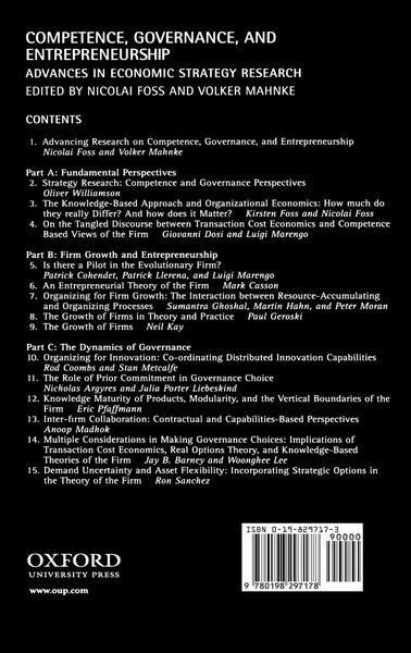 Produktbild: Competence, Governance, and Entrepreneurship
