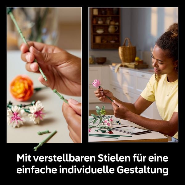Produktbild: LEGO Botanicals 10342 Sch&ouml;ner Rosafarbener Blumenstrau&szlig;, Kunstblumen