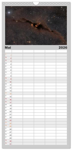 Produktbild: Familienplaner 2026 - Deep-Sky Fotografie mit 5 Spalten (Wandkalender, 21 x 45 cm) CALVENDO