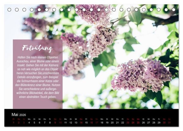 Produktbild: Die Sch&ouml;nheit der Natur - Naturfotografie-Kalender mit Foto- und Kreativ&uuml;bungen (Tischkalender 2026 DIN A5 quer), CALVENDO Monatskalender