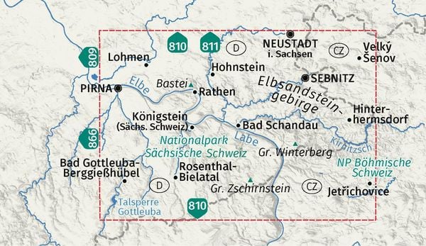 Produktbild: KOMPASS Wanderkarte 761 Elbsandsteingebirge, Nationalpark S&auml;chsische Schweiz, Nationalpark B&ouml;hmische Schweiz 1:25.000