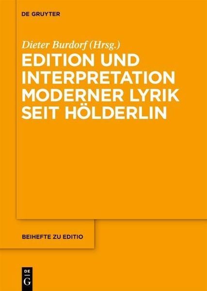 Produktbild: Edition und Interpretation moderner Lyrik seit H&ouml;lderlin