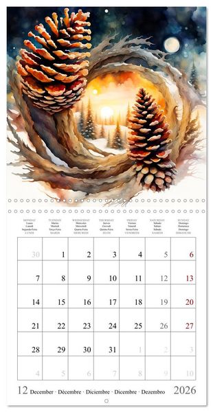Produktbild: Magie des quatre saisons (Calendrier mural carr&eacute; 2026 30x30 cm) Calendrier double avec une page pour vos prises de notes