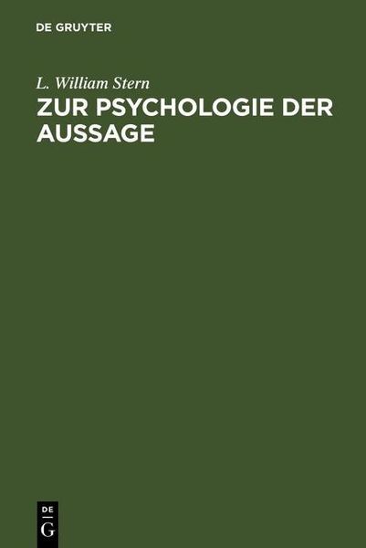Produktbild: Zur Psychologie der Aussage