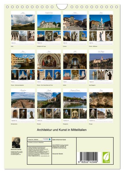 Produktbild: Architektur und Kunst in Mittelitalien (Wandkalender 2026 DIN A4 hoch), CALVENDO Monatskalender