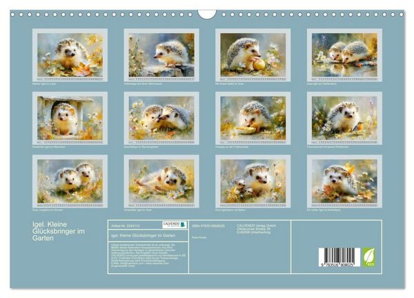 Produktbild: Igel. Kleine Gl&uuml;cksbringer im Garten (Wandkalender 2027 DIN A3 quer), CALVENDO Monatskalender