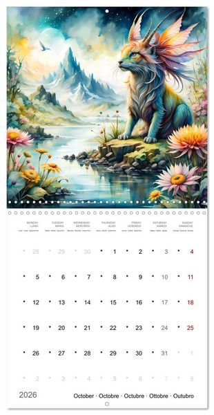Produktbild: Cr&eacute;atures enchant&eacute;es (Calendrier mural carr&eacute; 2026 30x30 cm) Calendrier double avec une page pour vos prises de notes