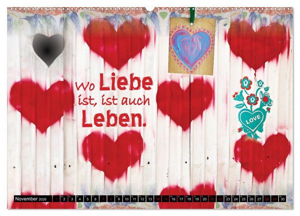Produktbild: Herzig Liebesbotschaften (Wandkalender 2026 DIN A2 quer), CALVENDO Monatskalender