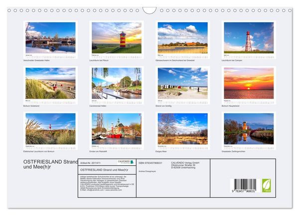 Produktbild: OSTFRIESLAND Strand und Mee(h)r (Wandkalender 2026 DIN A3 quer), CALVENDO Monatskalender