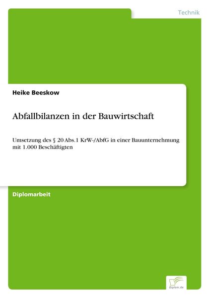 Produktbild: Abfallbilanzen in der Bauwirtschaft