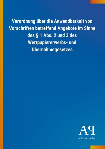 Produktbild: Verordnung &uuml;ber die Anwendbarkeit von Vorschriften betreffen