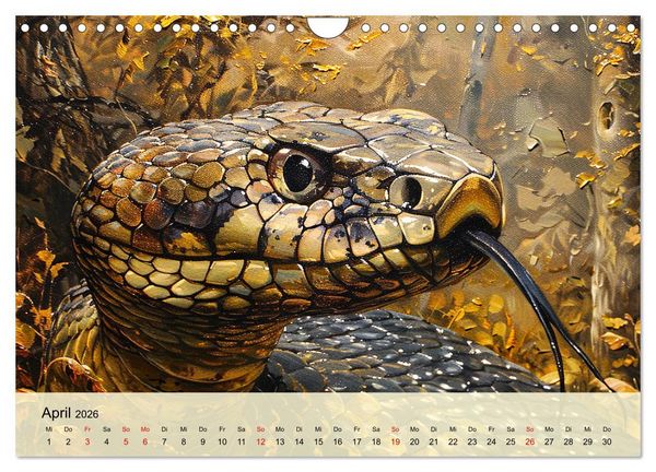 Produktbild: Schlangen. Faszination Reptilien. Kunstvolle Paintings (Wandkalender 2026 DIN A4 quer), CALVENDO Monatskalender