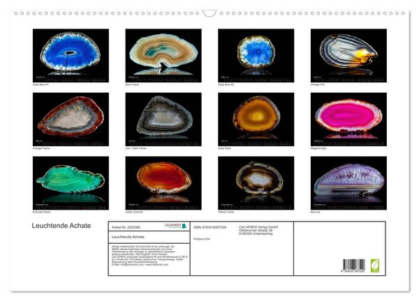 Produktbild: Leuchtende Achate (Wandkalender 2026 DIN A2 quer), CALVENDO Monatskalender