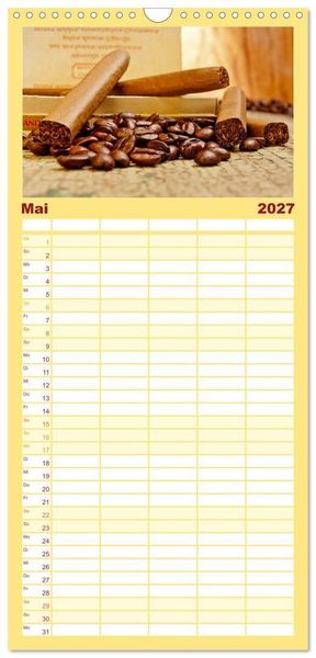 Produktbild: Familienplaner 2027 - KAFFEE 2027 mit 5 Spalten (Wandkalender, 21 x 45 cm) CALVENDO