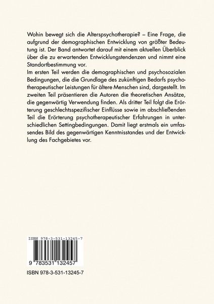 Produktbild: Alterspsychotherapie &mdash; Quo vadis?