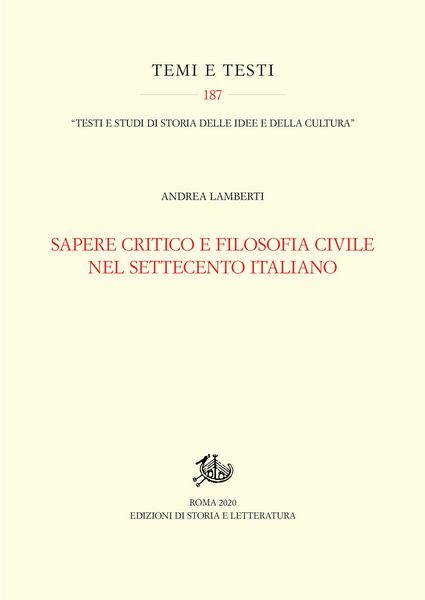 Produktbild: Sapere critico e filosofia civile nel Settecento italiano