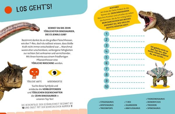 Produktbild: Top Ten die gef&auml;hrlichsten Dinosaurier