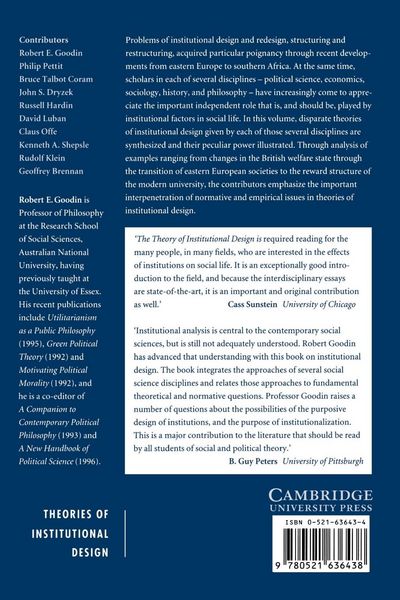 Produktbild: The Theory of Institutional Design