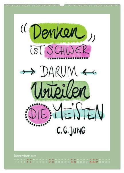Produktbild: Nachgedacht-Spr&uuml;che und Zitate (hochwertiger Premium Wandkalender 2026 DIN A2 hoch), Kunstdruck in Hochglanz