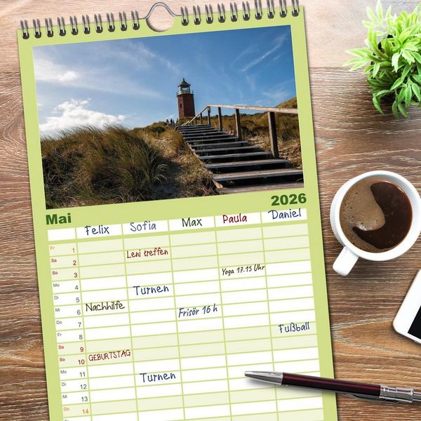 Produktbild: Familienplaner 2026 - Sylt - Bilder einer Insel mit 5 Spalten (Wandkalender, 21 x 45 cm) CALVENDO