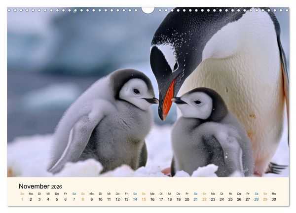 Produktbild: Tierkinder in Eis und Schnee (Wandkalender 2026 DIN A3 quer), CALVENDO Monatskalender