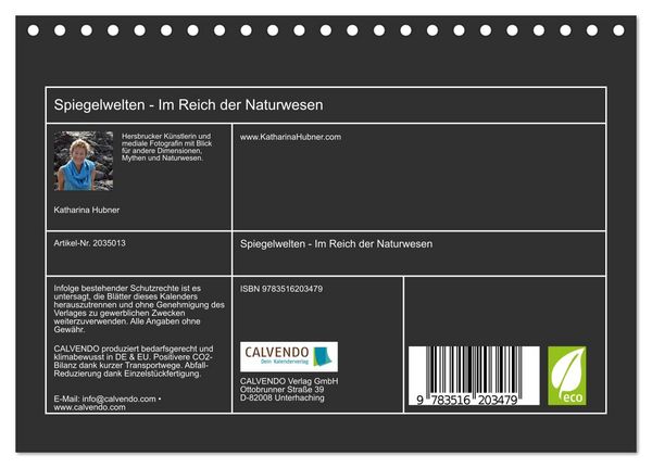 Produktbild: Spiegelwelten - Im Reich der Naturwesen (Tischkalender 2026 DIN A5 quer), CALVENDO Monatskalender
