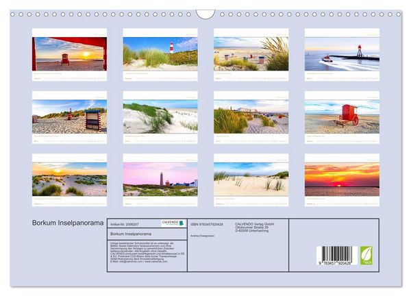 Produktbild: Borkum Inselpanorama (Wandkalender 2026 DIN A3 quer), CALVENDO Monatskalender