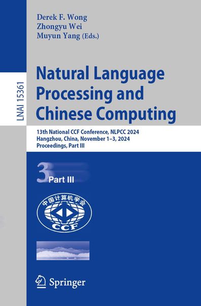Produktbild: Natural Language Processing and Chinese Computing